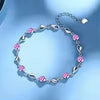 S925 Sterling Silber Bettelarmband mit rosa Zirkonia-Steinen